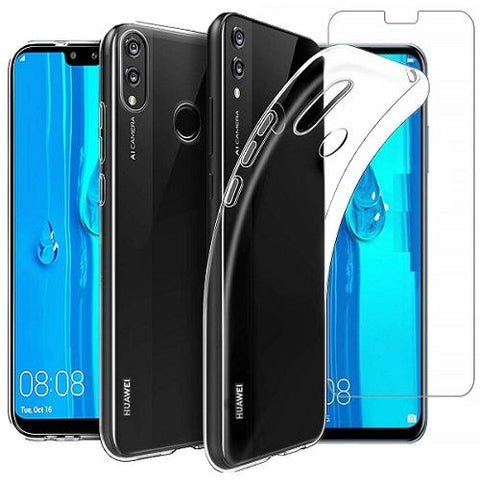 Huawei Y9 (2019) Case Clear Gel Cover & Tempered Glass Screen Protector - That Gadget UK