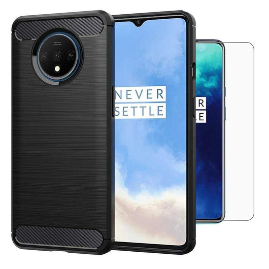 TGPro OnePlus 7T Case Carbon Fibre Black & Glass Screen Protector
