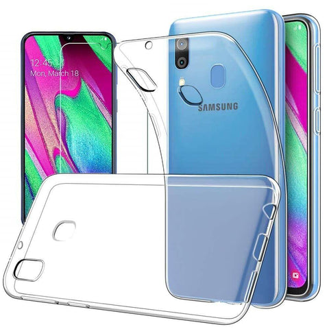 Samsung Galaxy A40 Case Clear Gel Cover & Tempered Glass Screen Protector - That Gadget UK