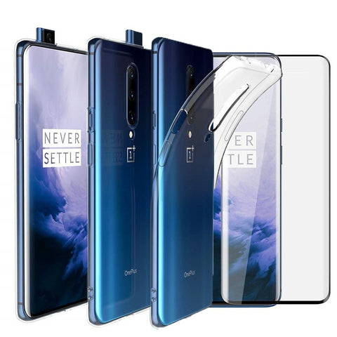 OnePlus 7 Pro Case Clear Gel Cover & Full Glass Screen Protector - That Gadget UK