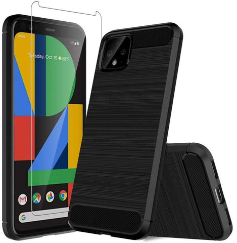 TGPro Google Pixel 4 XL Case Carbon Fibre Black & Glass Screen Protector