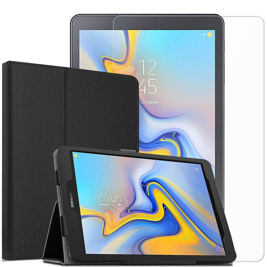 TGPro Folio Case (Black) & Tempered Glass Screen Protector for Samsung Galaxy Tab A 10.5